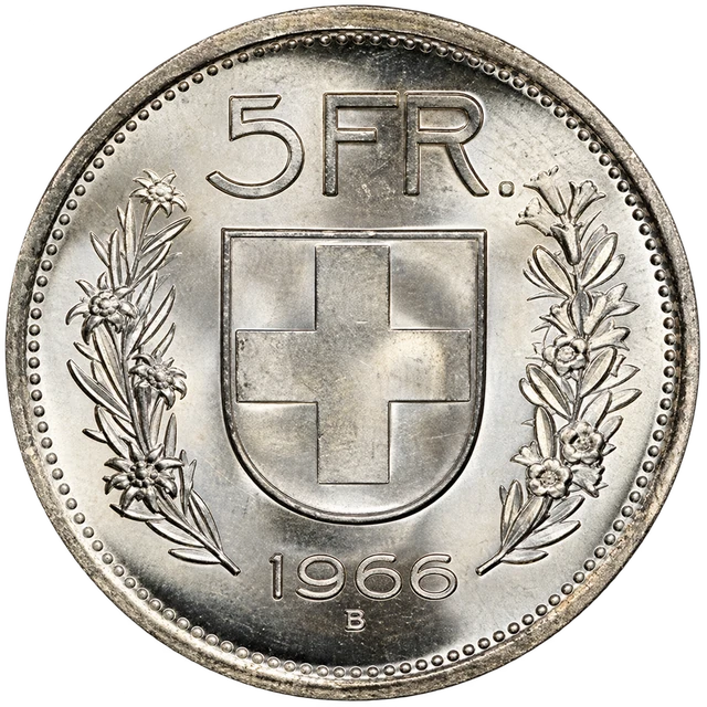 Illustration : 5 francs suisses en argent