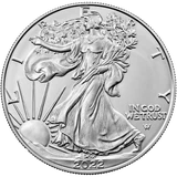 Avers de l’American Silver Eagle : Walking Liberty, 2022.