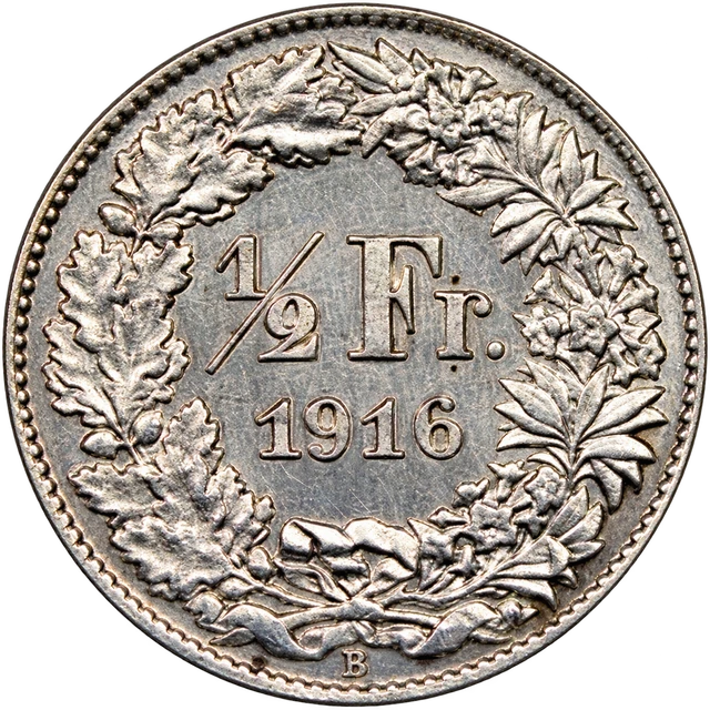 Illustration : ½ franc suisse en argent