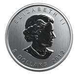 Avers de la Maple Leaf argent : Elizabeth II, millésime 2012.
