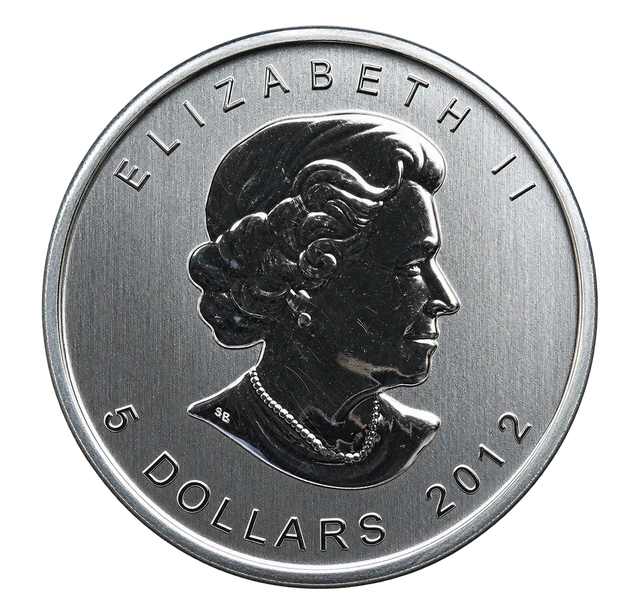 Avers de la Maple Leaf argent : Elizabeth II, millésime 2012.